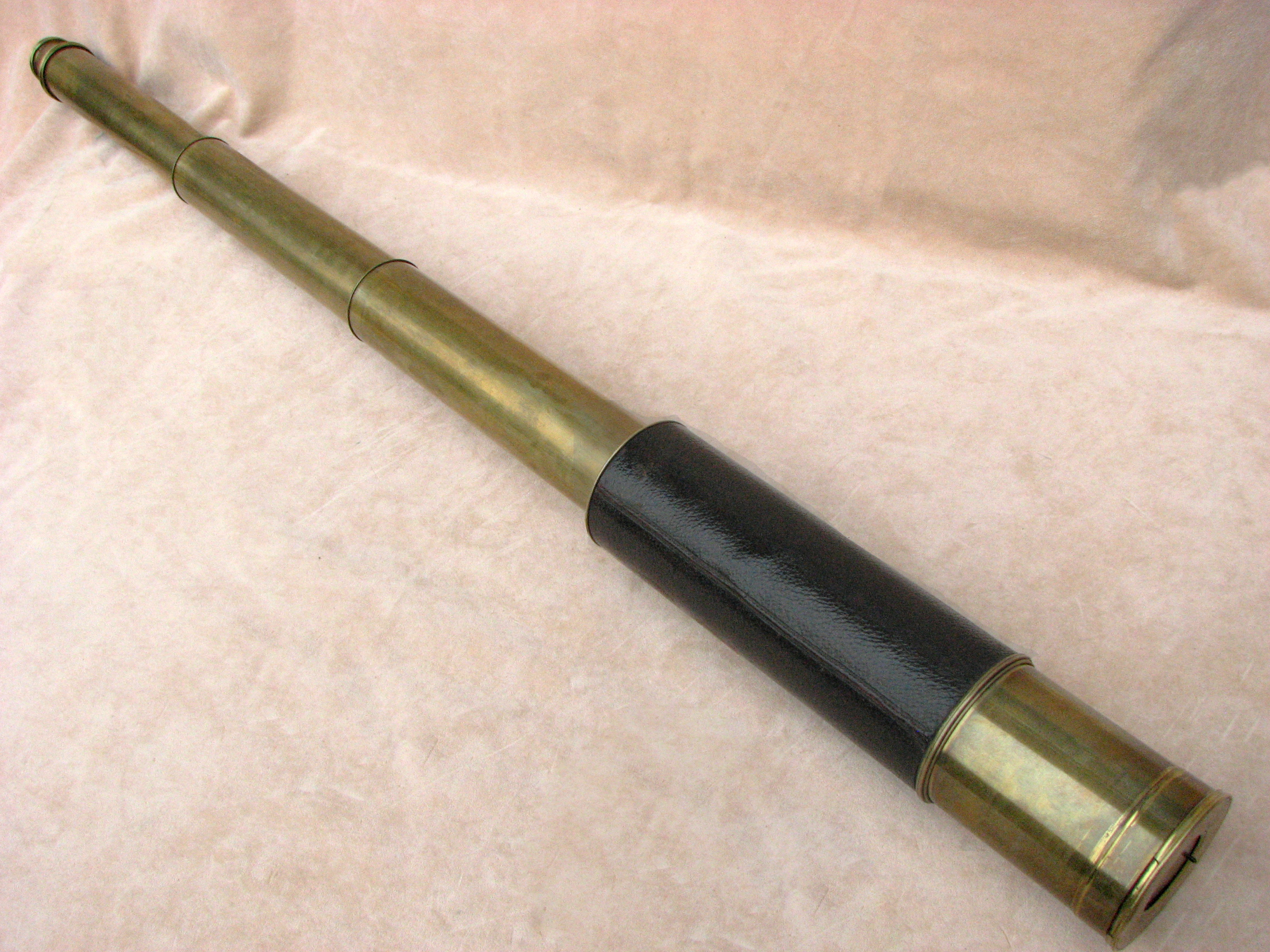 19th century 3 draw brass and leather ships telescope